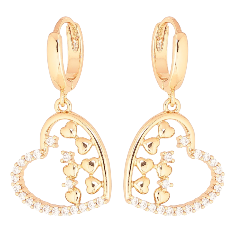 Серьги Xuping Позолота 18K подвески на колечках Сердечки фото №24