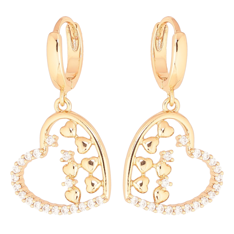 Серьги Xuping Позолота 18K подвески на колечках Сердечки фото №1