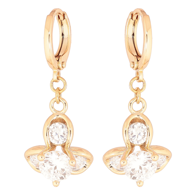 Серьги Xuping Позолота 18K подвески на колечках Кристальные цветочки фото №1