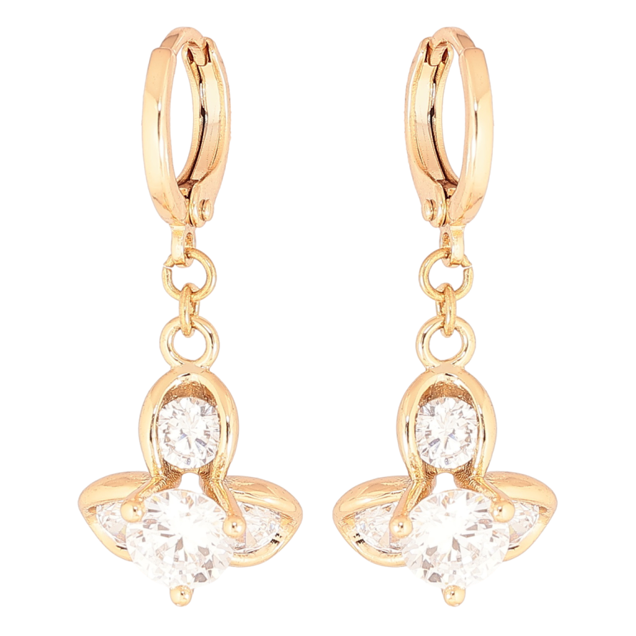 Серьги Xuping Позолота 18K подвески на колечках Кристальные цветочки фото №1