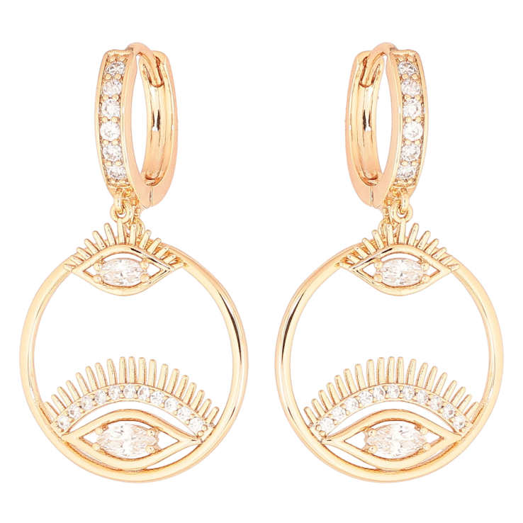Серьги Xuping Позолота 18K подвески на колечках Глаза с кристаллами фото №12