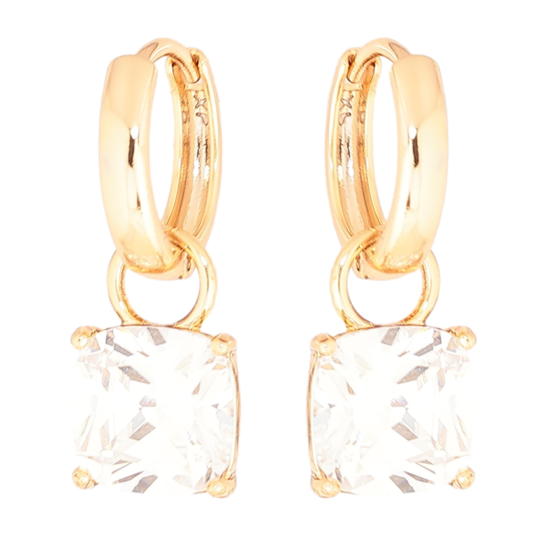 Сережки Xuping Позолота 18K підвіски на колечках «Кристальний блиск» 9х9мм, 2 в 1 фото №3