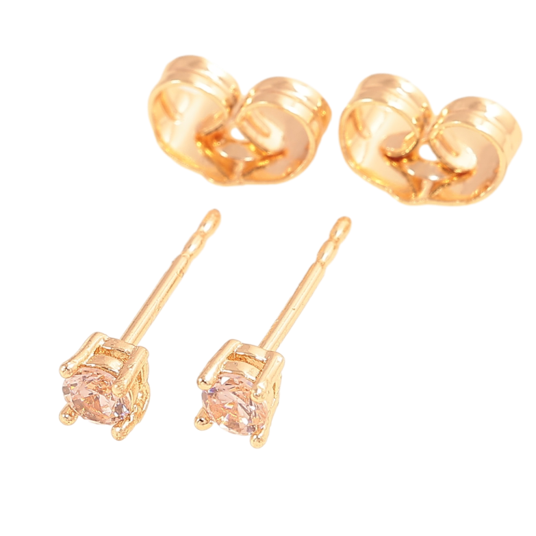 Сережки Xuping M&L Колір 18K пусети Бежеві кристали в 4-х крапановій оправі» ø 3мм фото №22