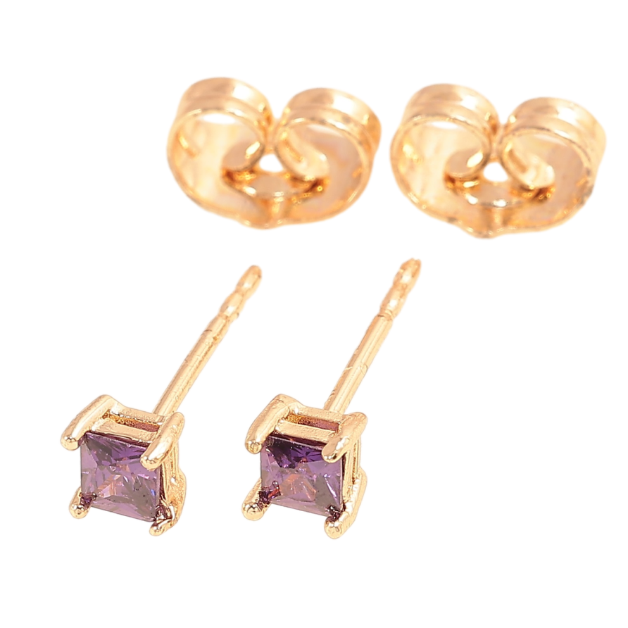 Серьги Xuping M&L Цвет 18K пусеты Сиреневые кристаллы 3х3мм фото №1