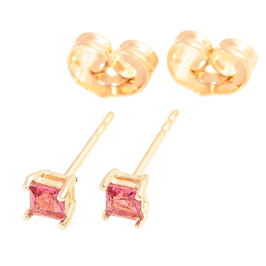 Серьги Xuping M&L Цвет 18K пусеты Малиновые кристаллы 3х3мм фото №1