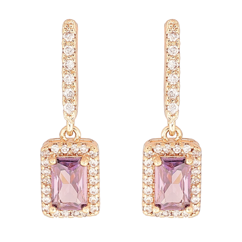 Сережки Xuping M&L Колір 18K пусети Кришталеві підвіски з бузковим кристалом» фото №2