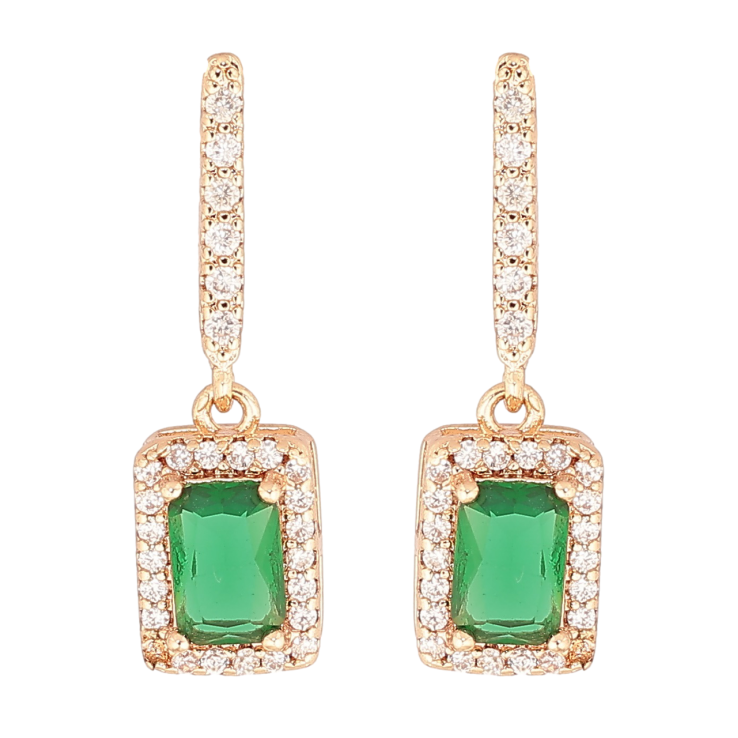 Сережки Xuping M&L Колір 18K пусети Кришталеві підвіски з зеленим кристалом» фото №4