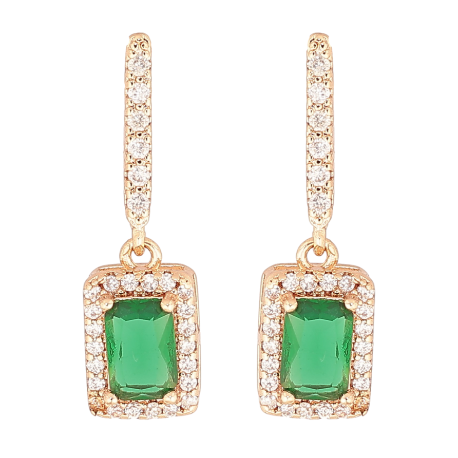 Сережки Xuping M&L Колір 18K пусети Кришталеві підвіски з зеленим кристалом» фото №1