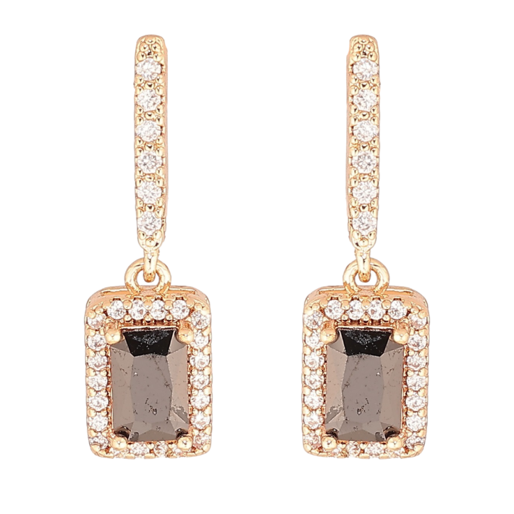 Серьги Xuping M&L Цвет 18K пусеты Кристальные подвески с черным кристаллом фото №2