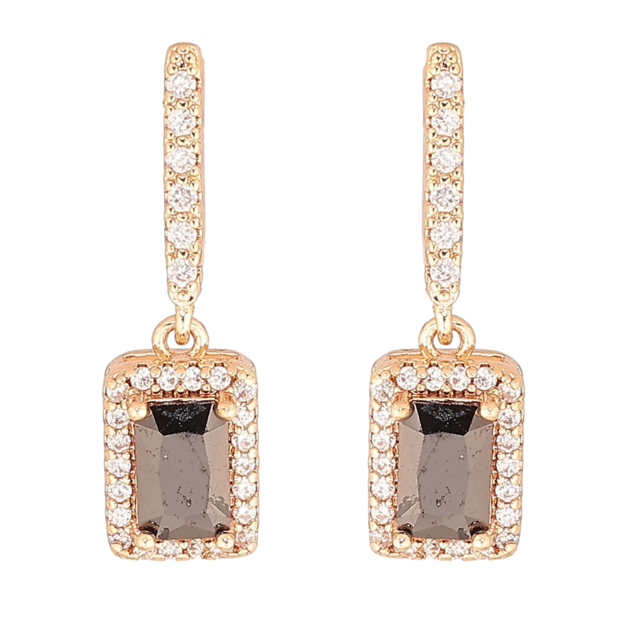 Серьги Xuping M&L Цвет 18K пусеты Кристальные подвески с черным кристаллом фото №1