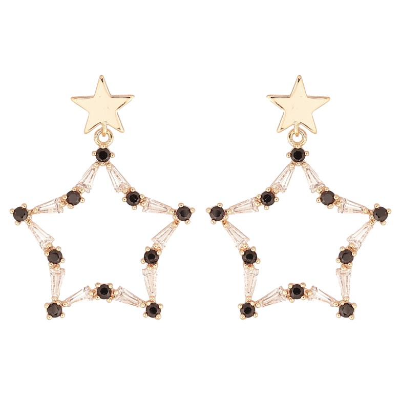 Сережки Xuping M&L Колір 18K пусети Зірки з чорно-білими кристалами» фото №1