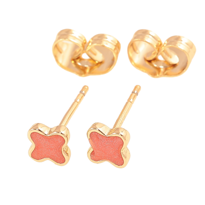 Сережки Xuping M&L Колір 18K пусети Візерунок з кораловою перламутровою емаллю» фото №1