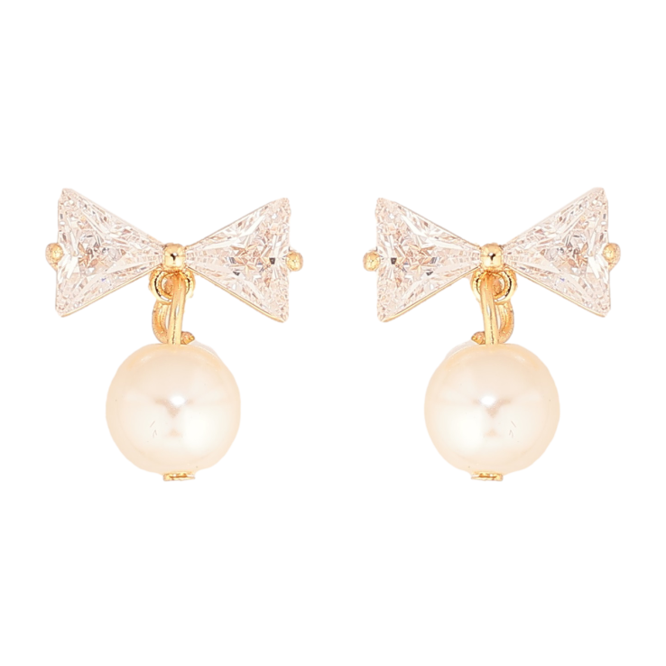 Сережки Xuping M&L Колір 18K пусети Кришталеві банти з перлинами» фото №7