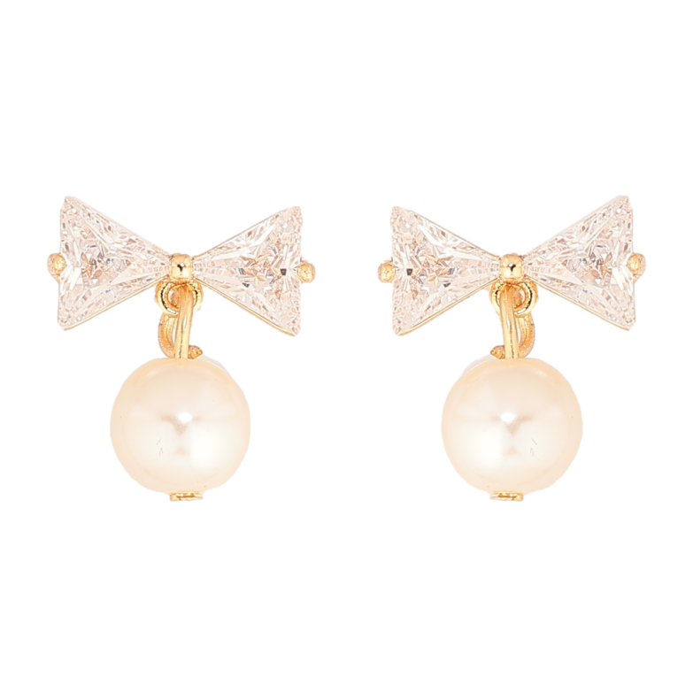 Сережки Xuping M&L Колір 18K пусети Кришталеві банти з перлинами» фото №2