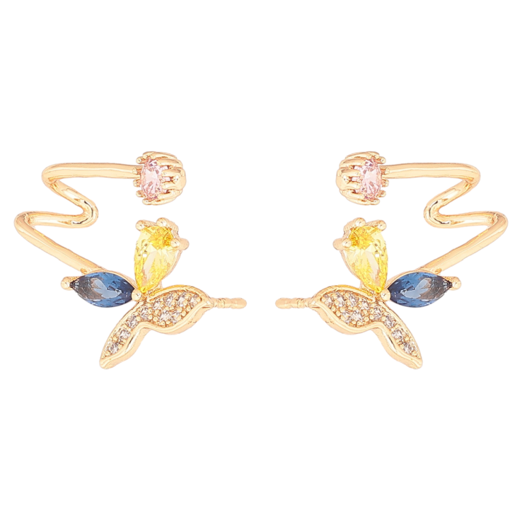 Сережки Xuping M&L Колір 18K пусети-кафи «Метелики з кольоровими кристалами» фото №22 Сережки Xuping M&L Колір 18K пусети-кафи «Метелики з кольоровими кристалами» фото №22