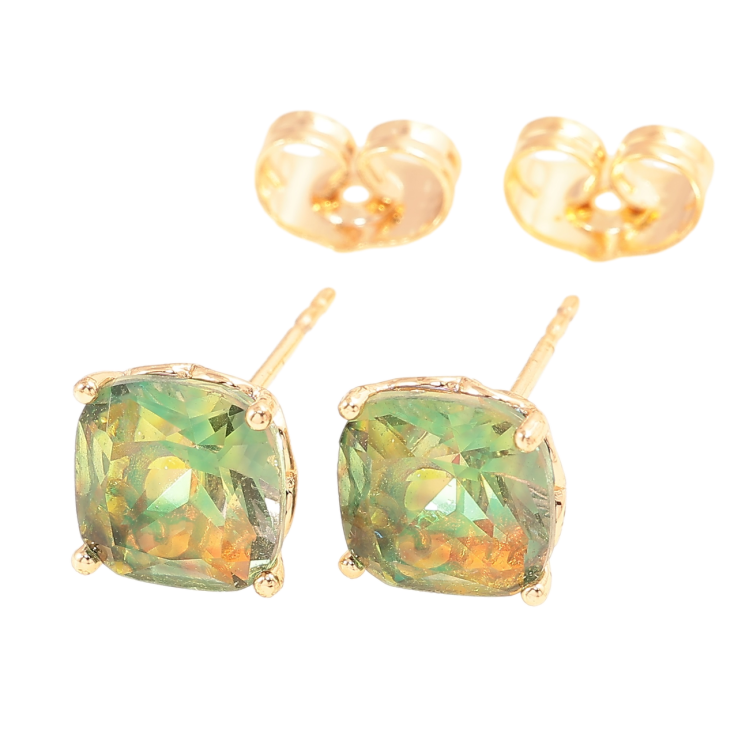 Серьги Xuping M&L Цвет 18K пусеты Зелено-желтые кристаллы 8х8мм фото №12