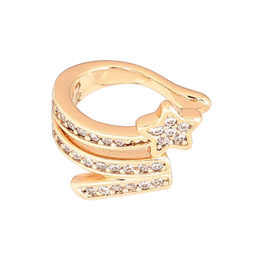 Сережки Xuping Позолота 18K моно-кафа «Візерунок з кришталевими доріжками та зіркою» (1шт) фото №1 Сережки Xuping Позолота 18K моно-кафа «Візерунок з кришталевими доріжками та зіркою» (1шт) фото №1