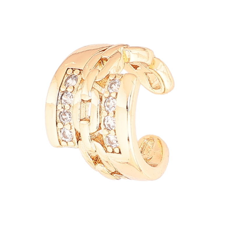 Сережки Xuping Позолота 18K моно-кафа «Візерунок з кристалами» (1шт) фото №1