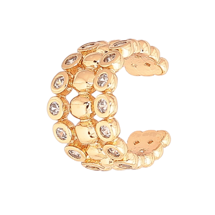 Сережки Xuping Позолота 18K моно-кафа «Декоративний візерунок з кристалами» (1шт) фото №3 Сережки Xuping Позолота 18K моно-кафа «Декоративний візерунок з кристалами» (1шт) фото №3