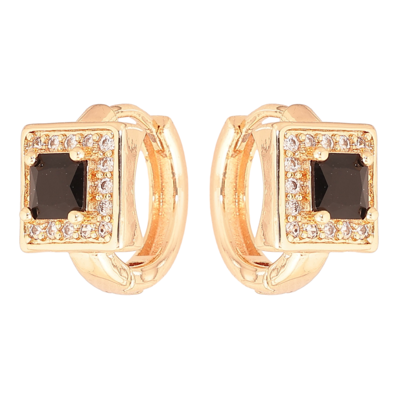 Сережки Xuping M&L Колір 18K колечка «Чорний кристал в обрамленні дрібних кристаликів» фото №1