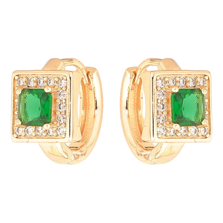 Серьги Xuping M&L Цвет 18K колечки Зеленый кристалл в обрамлении мелких кристалликов фото №18