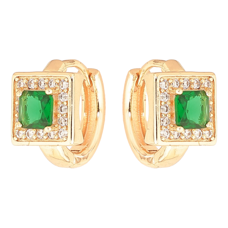 Сережки Xuping M&L Колір 18K колечка «Зелений кристал в обрамленні дрібних кристаликів» фото №1