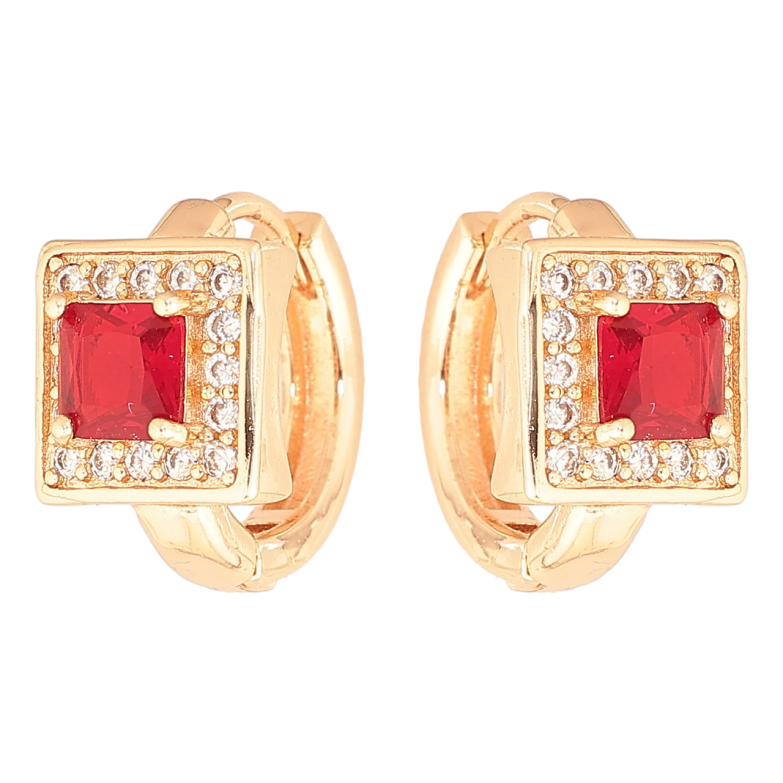 Сережки Xuping M&L Колір 18K колечка «Червоний кристал в обрамленні дрібних кристаликів» фото №1