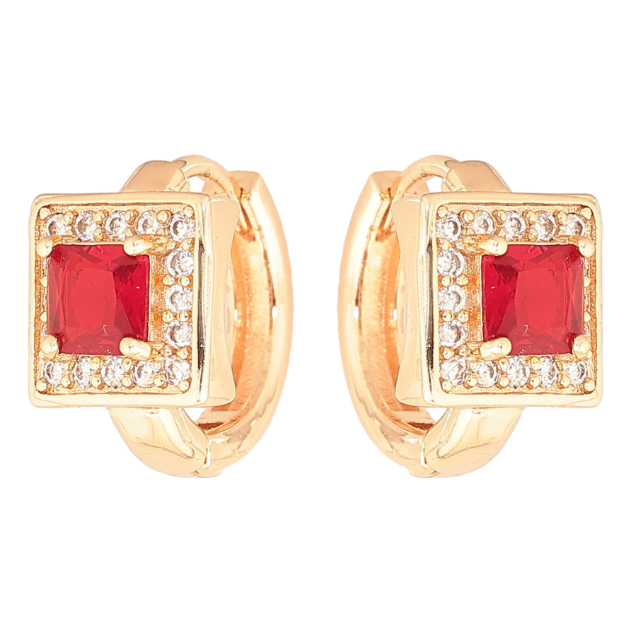 Сережки Xuping M&L Колір 18K колечка «Червоний кристал в обрамленні дрібних кристаликів» фото №1