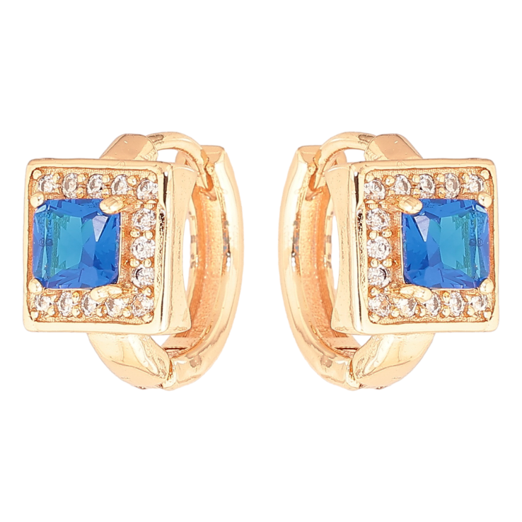 Серьги Xuping M&L Цвет 18K колечки Голубой кристалл в обрамлении мелких кристалликов фото №22