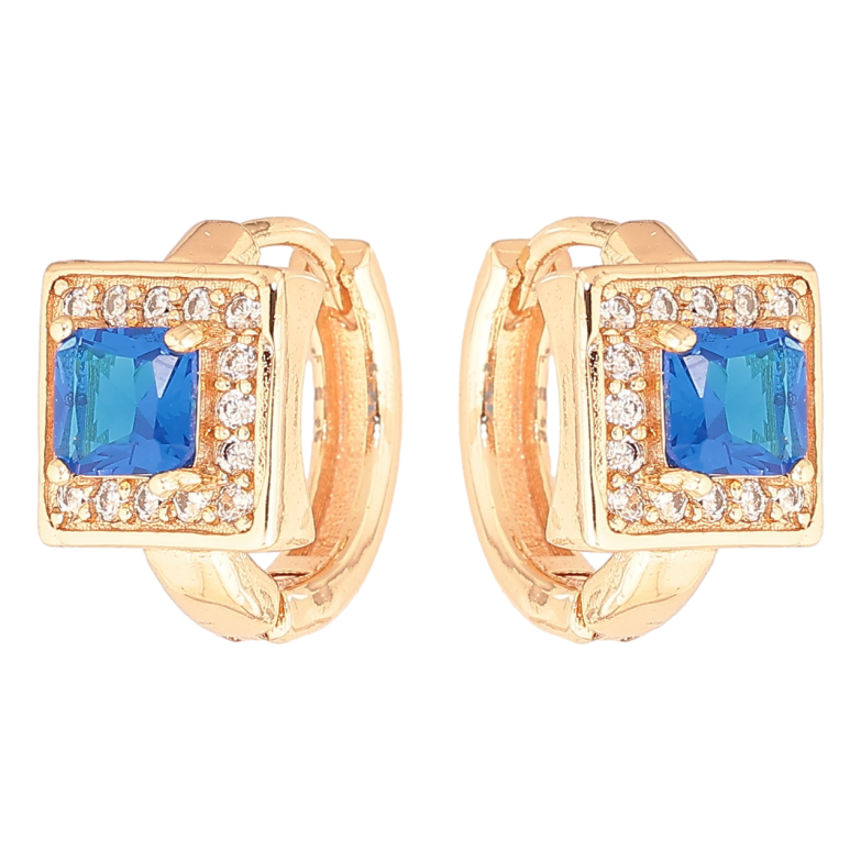 Серьги Xuping M&L Цвет 18K колечки Голубой кристалл в обрамлении мелких кристалликов фото №1