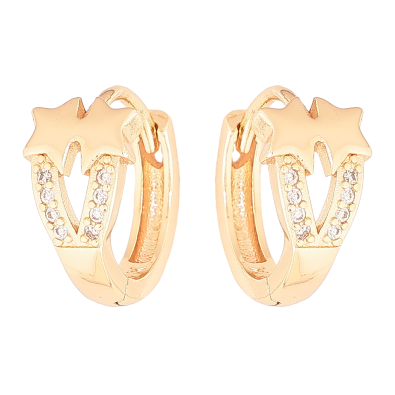 Сережки Xuping M&L Колір 18K колечка «Зірки з кришталевими доріжками» фото №1