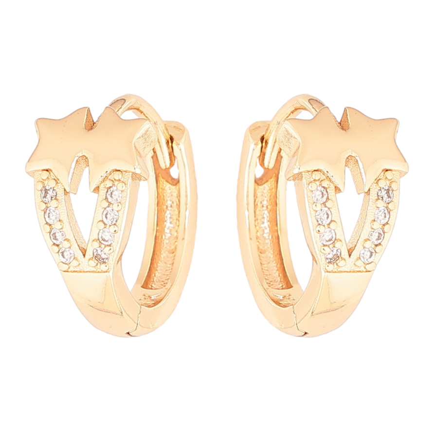 Серьги Xuping M&L Цвет 18K колечки Звезды с кристальными дорожками фото №1