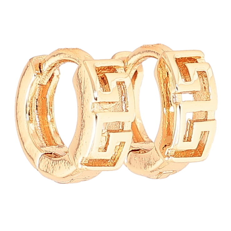 Серьги Xuping M&L Цвет 18K колечки Греческий узор на одну сторону фото №9