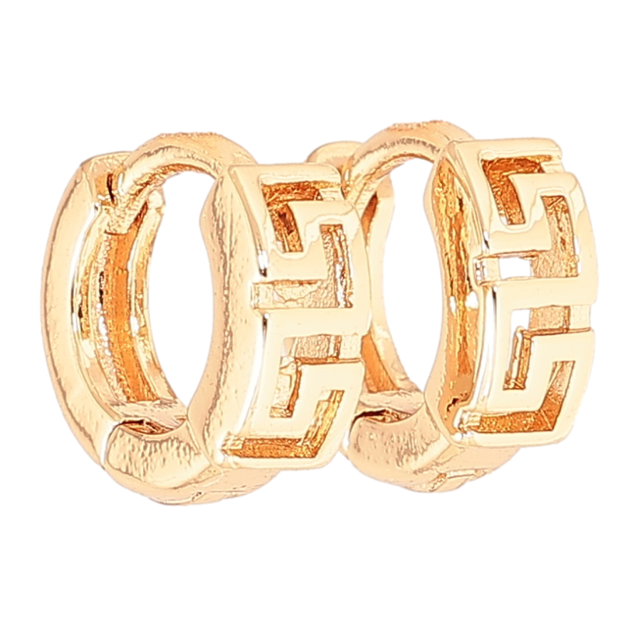 Серьги Xuping M&L Цвет 18K колечки Греческий узор на одну сторону фото №1