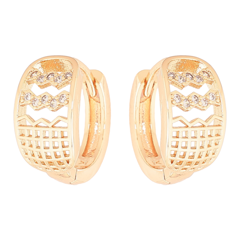 Сережки Xuping M&L Колір 18K колечка «Різьблений візерунок з кристалами» фото №1