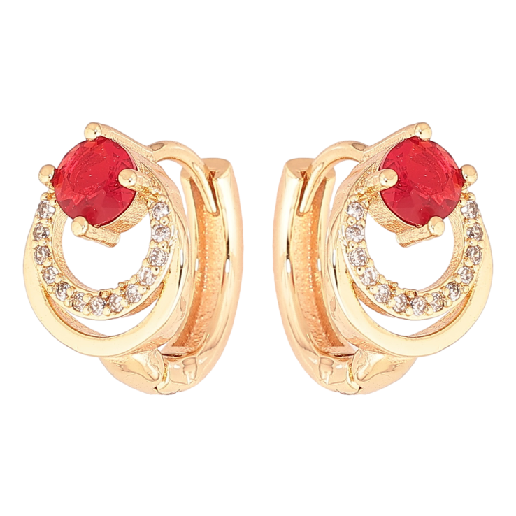 Серьги Xuping M&L Цвет 18K колечки Узор колечки с красными кристаллами фото №15