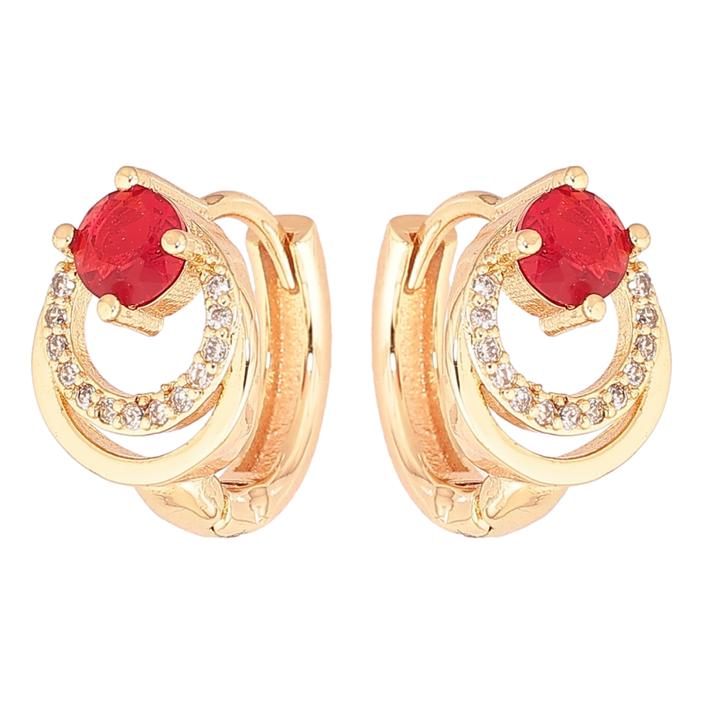 Сережки Xuping M&L Колір 18K колечка «Візерунок колечка з червоними кристалами» фото №4