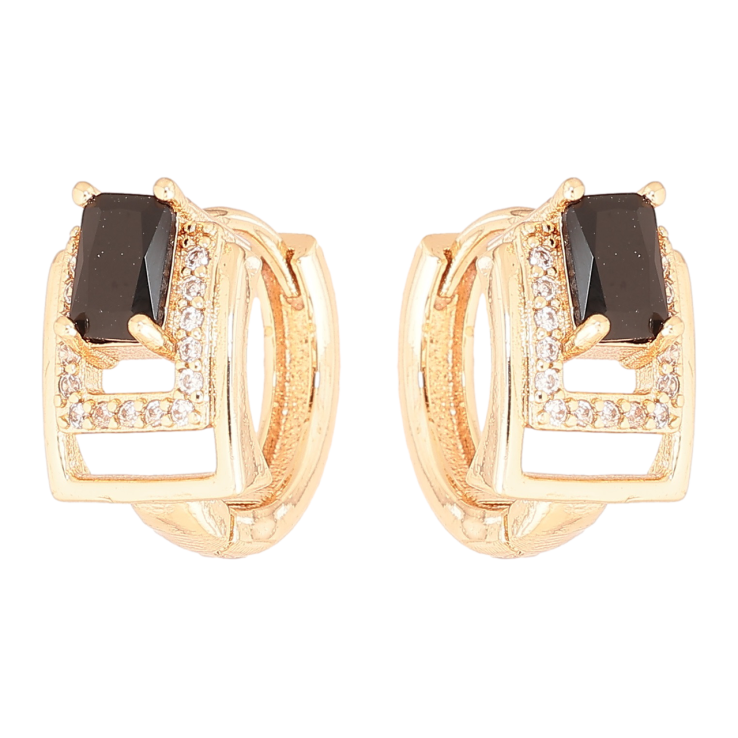 Серьги Xuping M&L Цвет 18K колечки Узор с черными кристаллами фото №13
