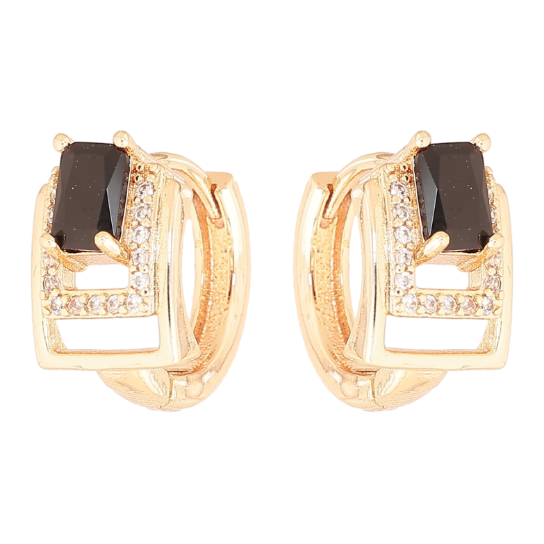 Серьги Xuping M&L Цвет 18K колечки Узор с черными кристаллами фото №1