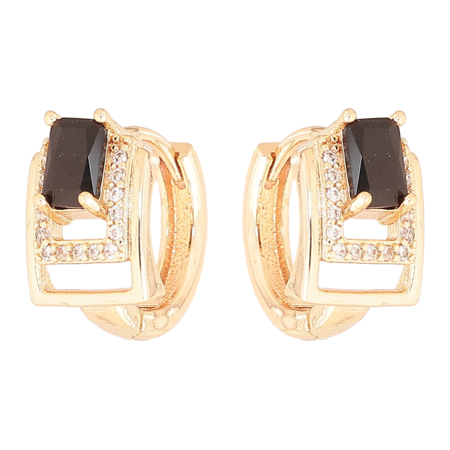 Серьги Xuping M&L Цвет 18K колечки Узор с черными кристаллами фото №1
