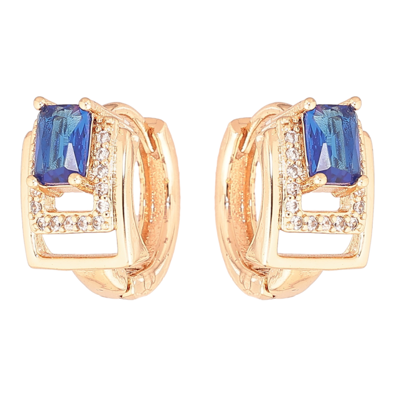 Сережки Xuping M&L Колір 18K колечка «Візерунок з синіми кристалами» фото №1