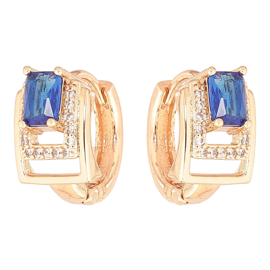 Серьги Xuping M&L Цвет 18K колечки Узор с синими кристаллами фото №1