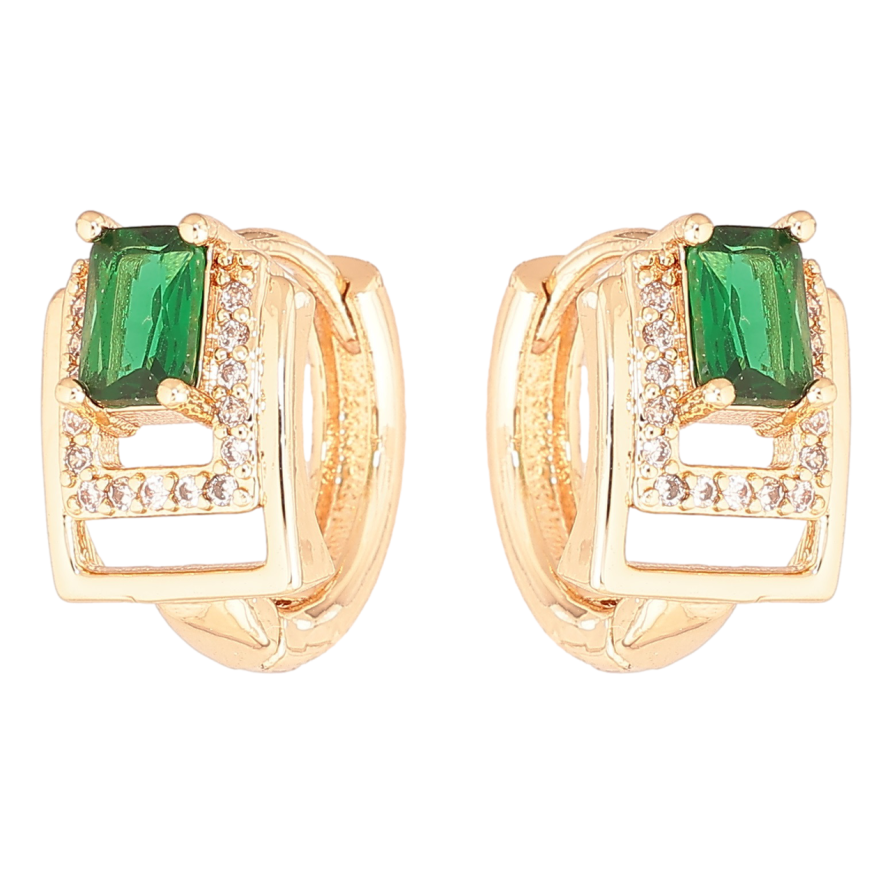 Серьги Xuping M&L Цвет 18K колечки Узор с зелеными кристаллами фото №1