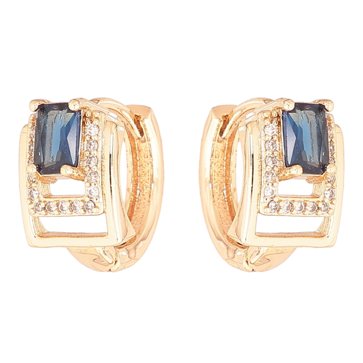 Серьги Xuping M&L Цвет 18K колечки Узор с синими кристаллами фото №7