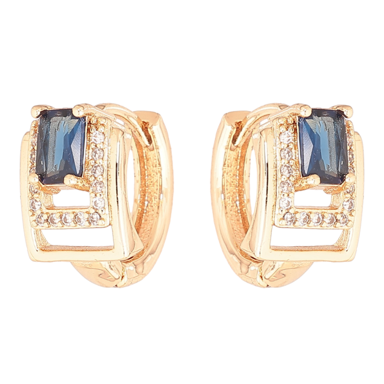 Сережки Xuping M&L Колір 18K колечка «Візерунок з синіми кристалами» фото №1