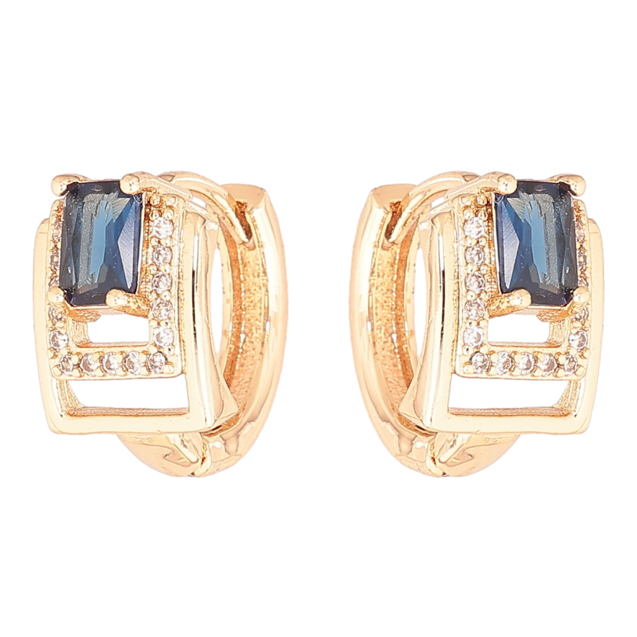 Серьги Xuping M&L Цвет 18K колечки Узор с синими кристаллами фото №1