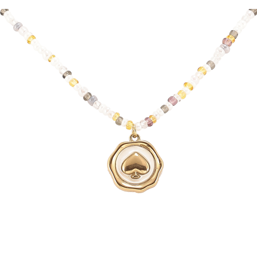 Кулон на ланцюжку Xuping ТТМ Stainless Steel колір 14K «Нитка різнокольорового бісеру з кулоном» довжина 42-48см х 3мм фото №1