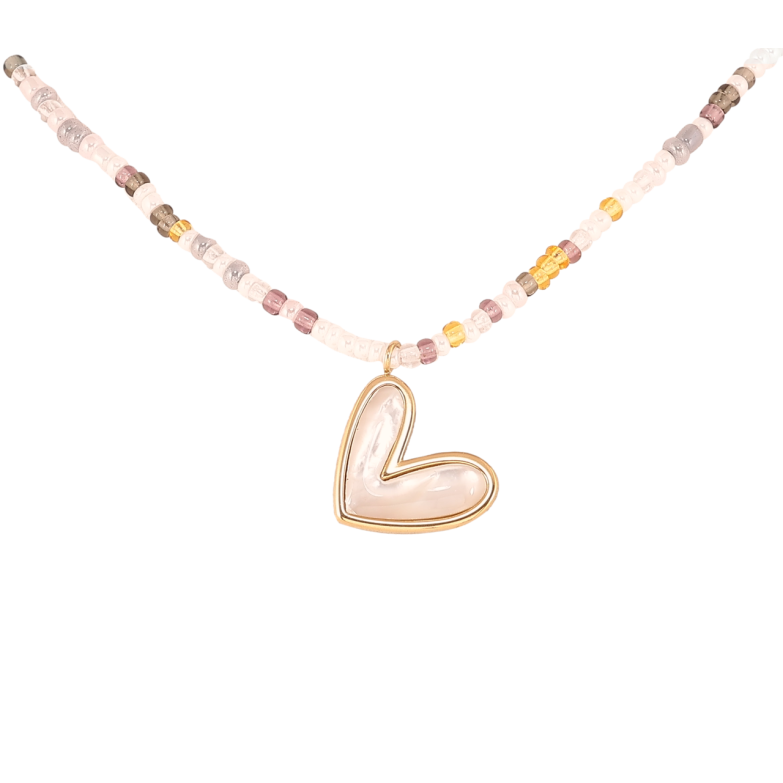 Кольє Xuping ТТМ Stainless Steel колір 14K «Нитка різнокольорового бісеру з сердечком» довжина 43-48см х 3мм фото №1 Кольє Xuping ТТМ Stainless Steel колір 14K «Нитка різнокольорового бісеру з сердечком» довжина 43-48см х 3мм фото №1