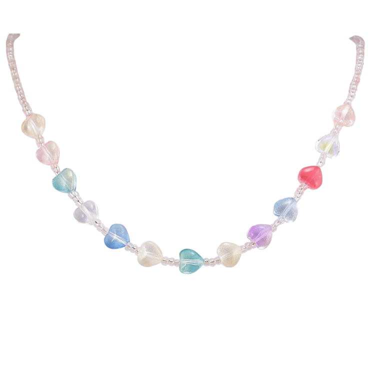 Кольє Xuping ТТМ Stainless Steel колір Родій «Нитка бісеру з різнокольоровими сердечками» довжина 40-46см х 2-6мм фото №20