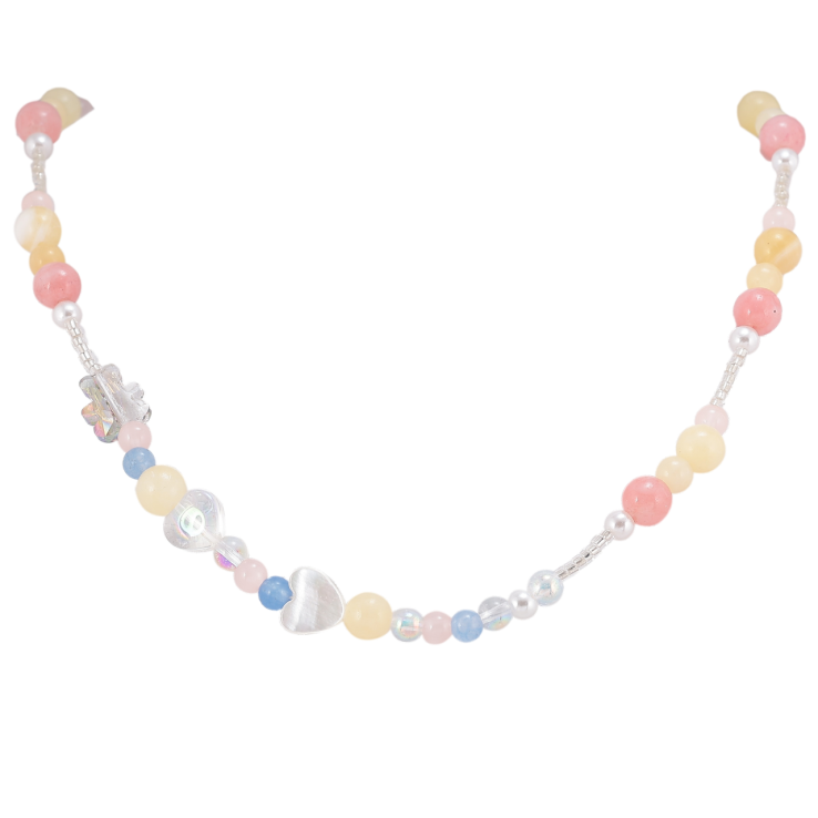 Кольє Xuping ТТМ Stainless Steel колір Родій «Нитка бісеру з різнокольоровими сердечками» довжина 40-46см х 2-6мм фото №21